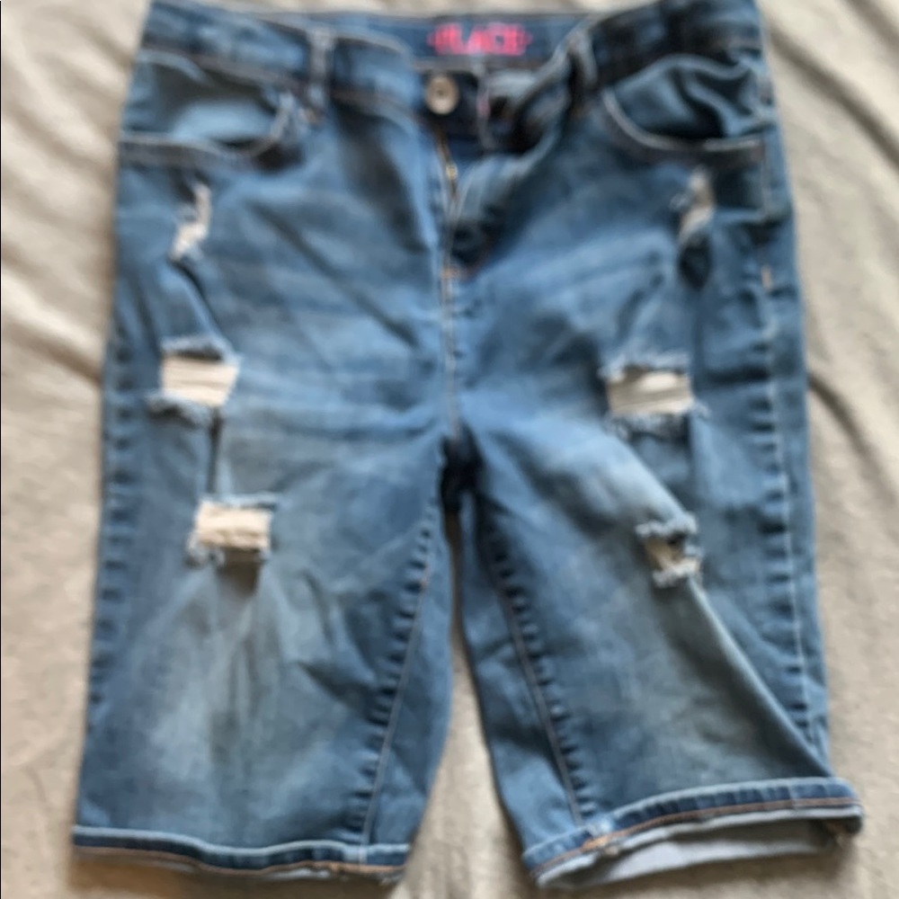 Distressed Blue Denim Shorts